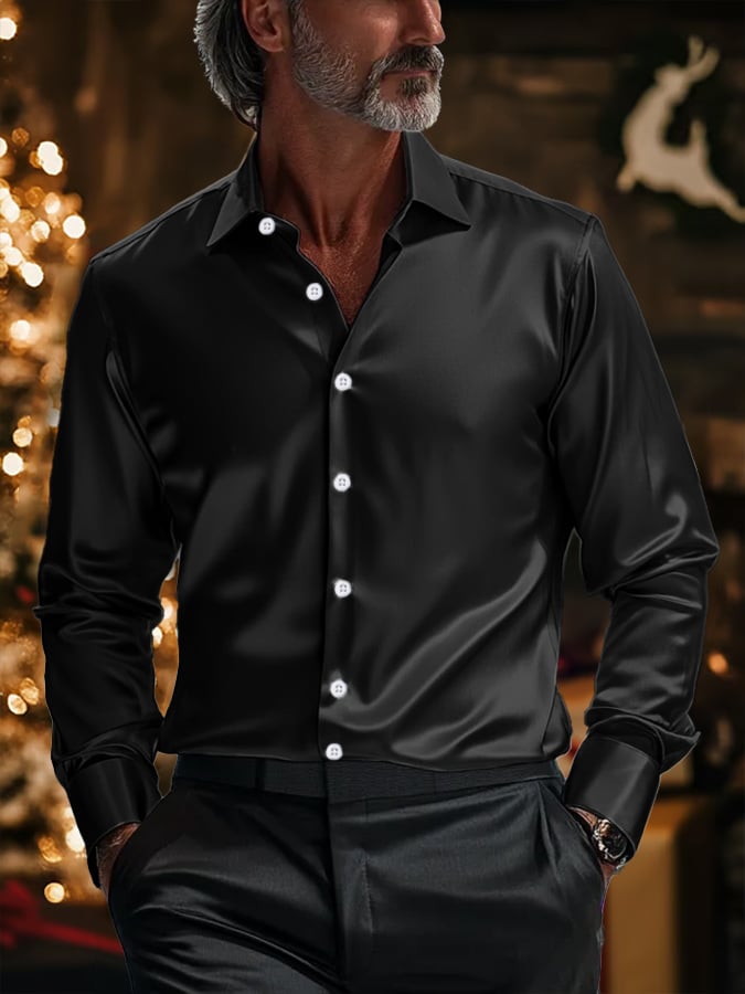 Men's Fashion Business Luxury Design Printed Long Sleeve Shirt
