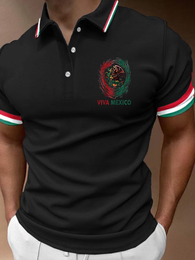 Men's Viva Mexico Print Polo Shirt
