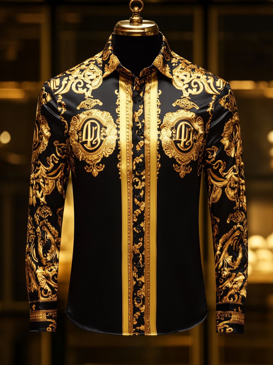 Men's Luxury Long-sleeved Shirt with Beast Print