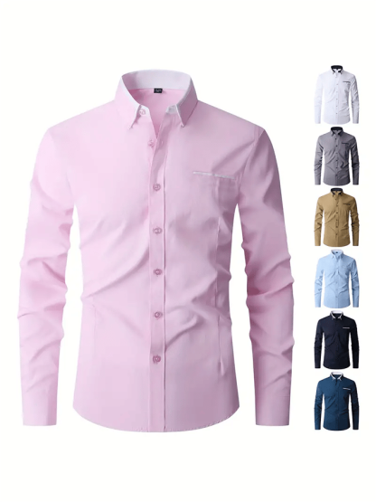 Men's Geometric Design Business Casual Shirt