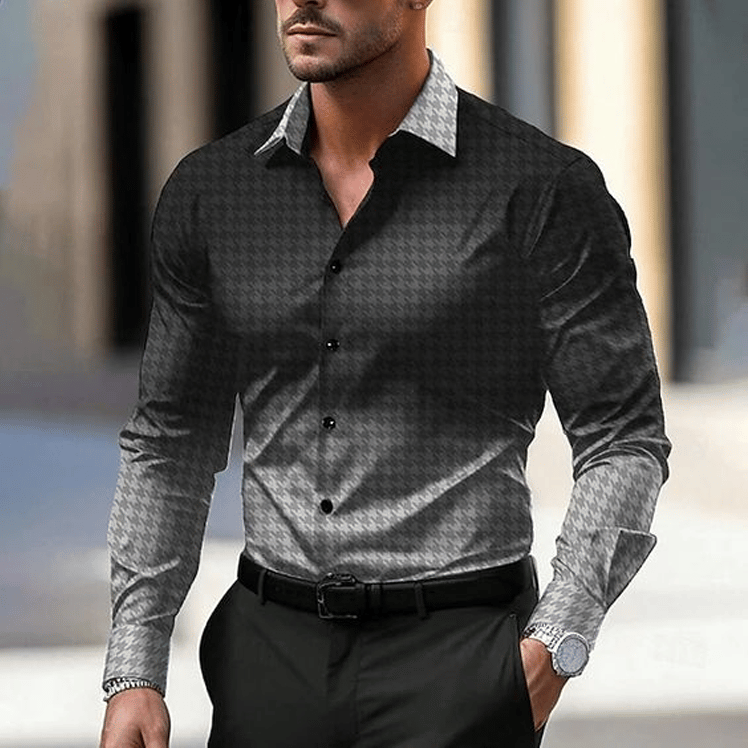 Men's Geometric Design Business Casual Shirt