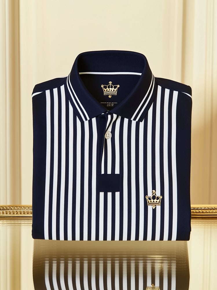 Men's Classic Business Logo Button Short Sleeve Polo Shirt