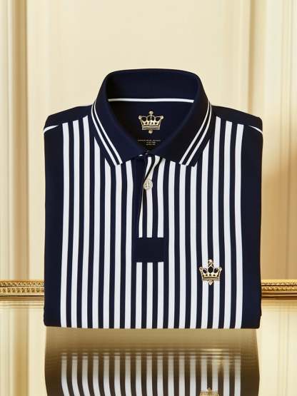 Men's Classic Business Logo Button Short Sleeve Polo Shirt