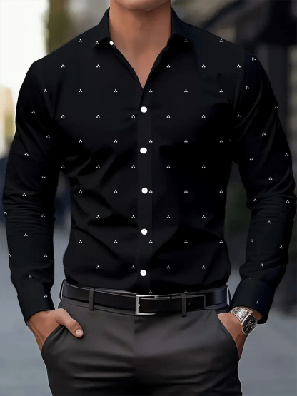 Men's Street Style Business Casual Printed Long Sleeve Shirt