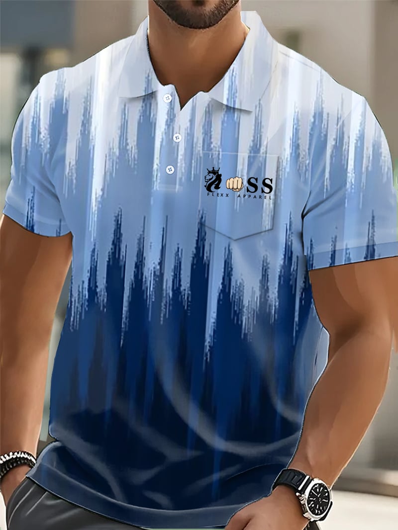 Men's Stylish Letter Print Casual Polo Shirt (With Pockets)