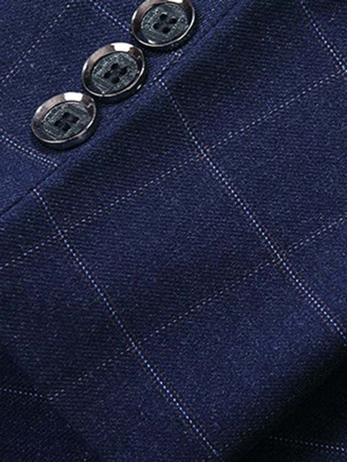 Men's Work Office Notched Collar Plaid Regular Fit Blazer