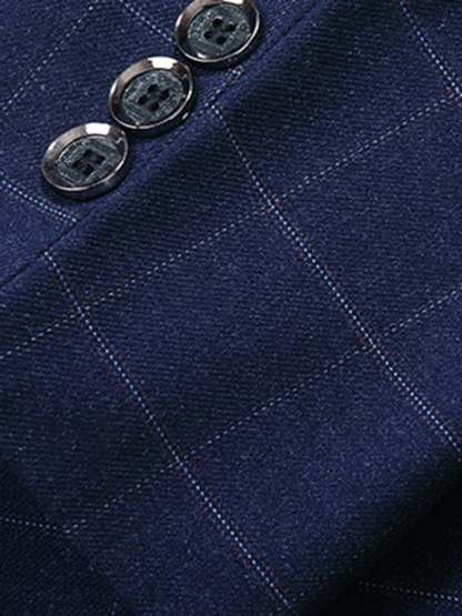 Men's Work Office Notched Collar Plaid Regular Fit Blazer