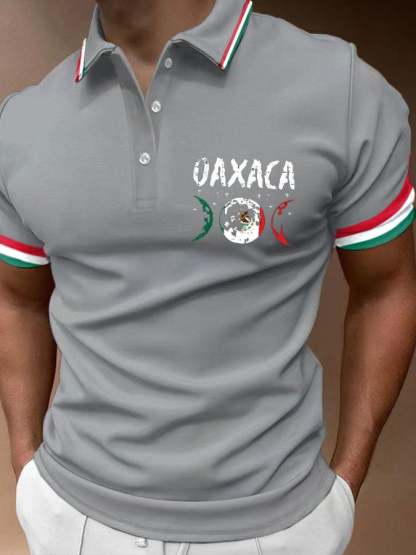 Men's Mexican Flag Print Polo Shirt