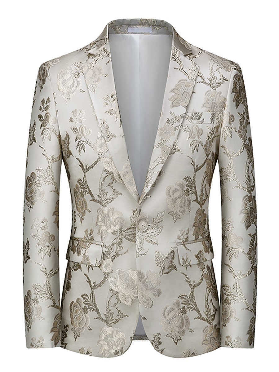 Men's Business Casual Banquet Gold Stamping Suit Jacket