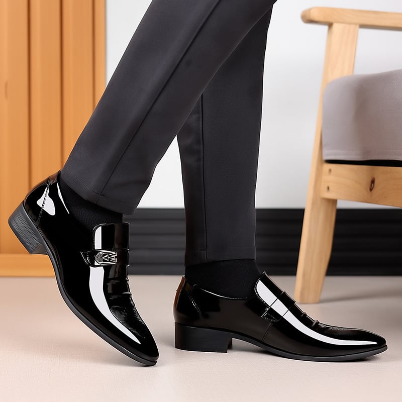 Men's Versatile Toe Toe Glossy Business Casual Leather Shoes