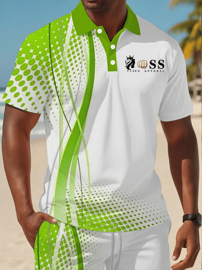 Men's Retro Letter Design Printed Casual Comfortable And Breathable Polo Shirt