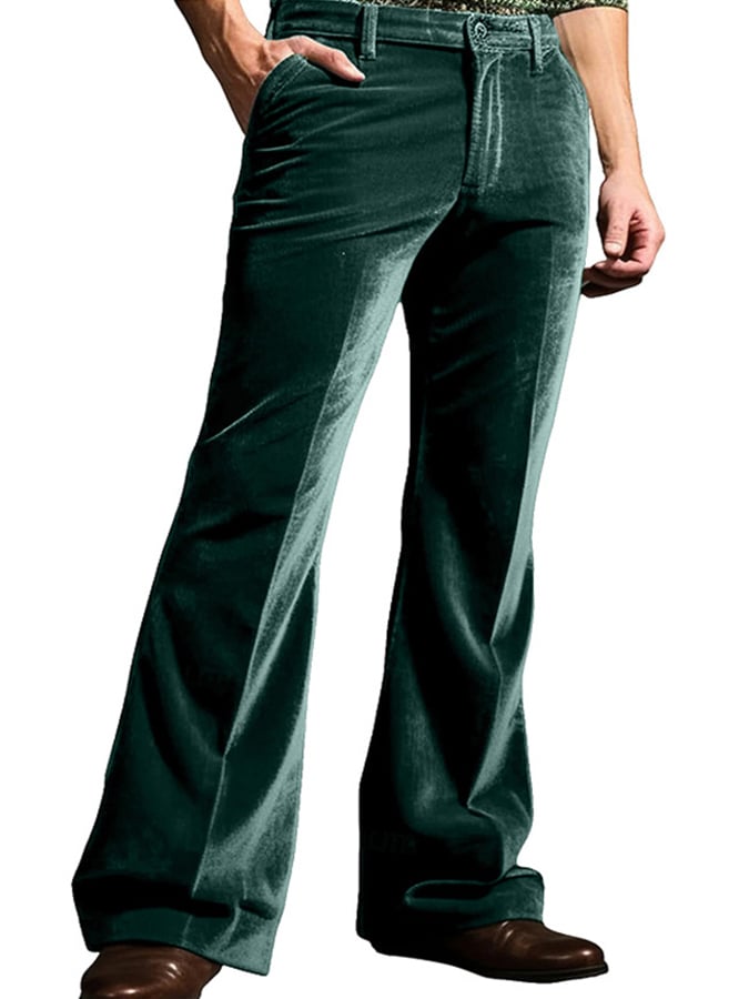 Men's Casual Solid Color Velvet Flared Trousers