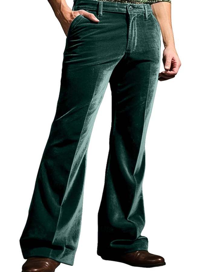 Men's Casual Solid Color Velvet Flared Trousers