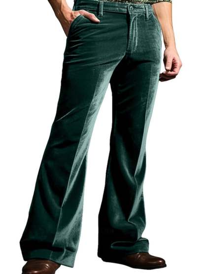 Men's Casual Solid Color Velvet Flared Trousers