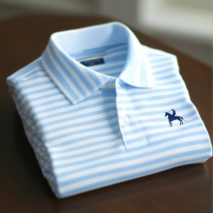 Men's Business Casual Pony Embroidered Button Short Sleeve Polo Shirt