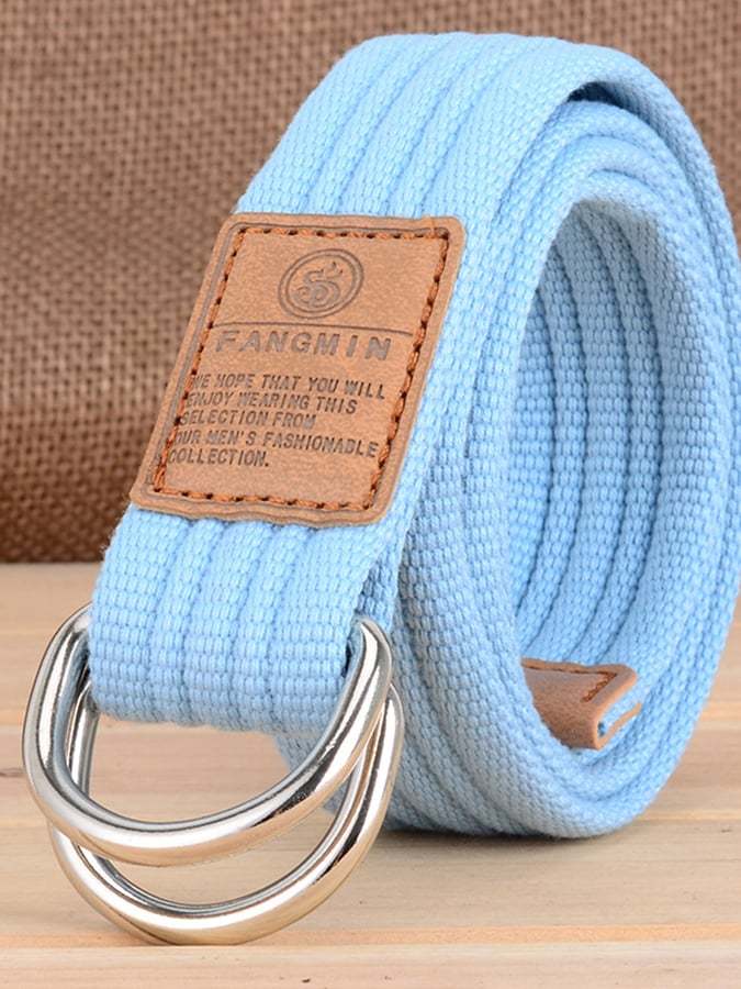 Men's Casual Canvas Woven Double Buckle Belt