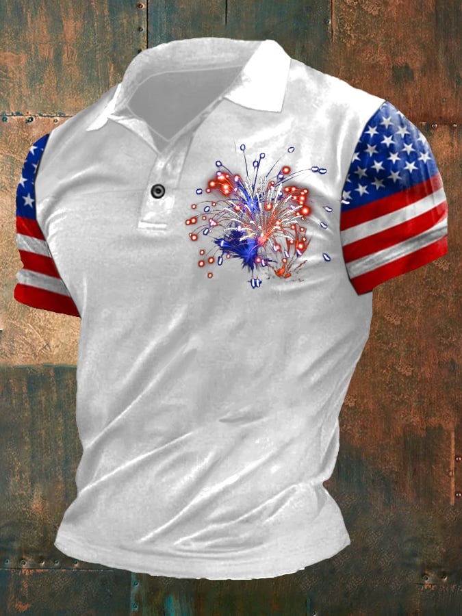 Men's Independence Day Flag Short Sleeve Polo Shirt