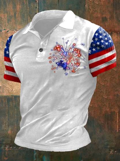 Men's Independence Day Flag Short Sleeve Polo Shirt