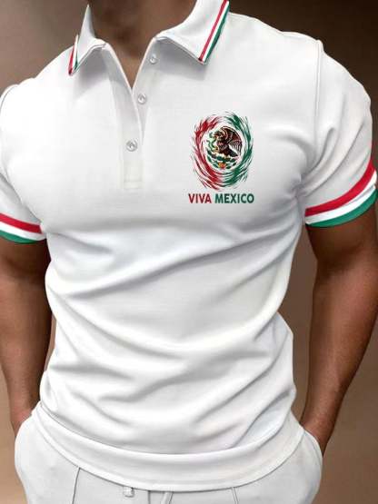 Men's Viva Mexico Print Polo Shirt