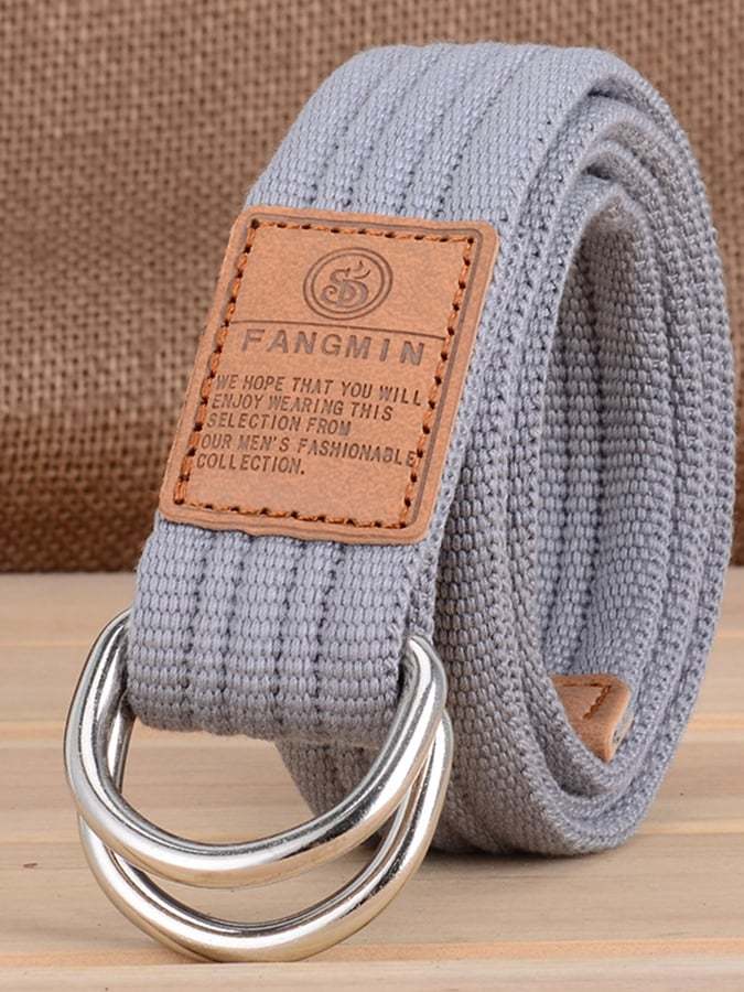 Men's Casual Canvas Woven Double Buckle Belt