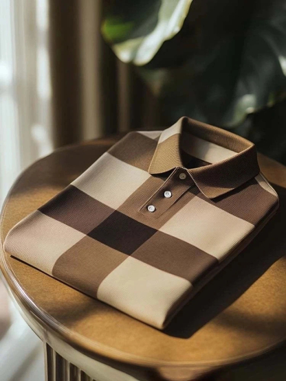 Men's Classic Business Logo Button Short Sleeve Polo Shirt