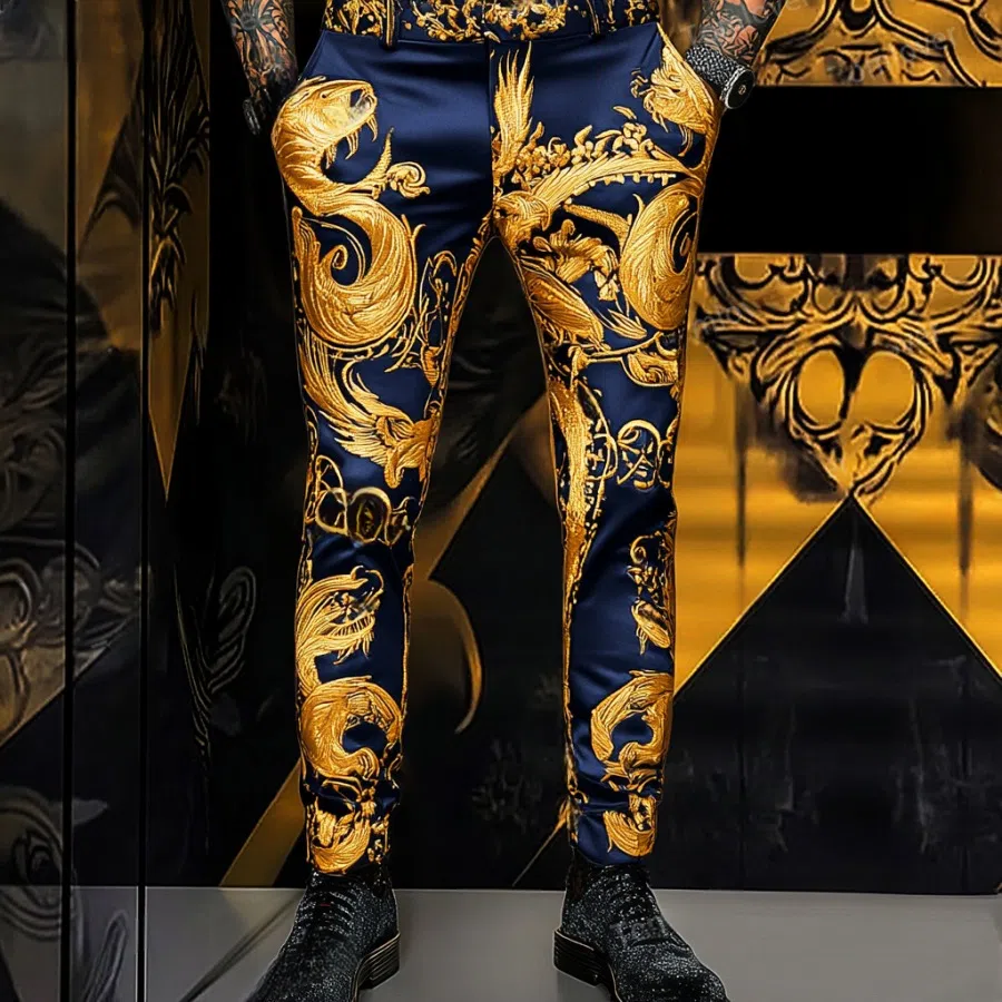 High elastic fabric luxury business casual men's fashion trousers