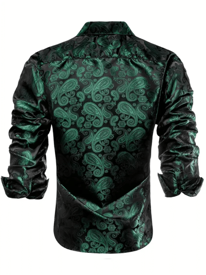 Men's Silk Business Luxury Design Printed Long Sleeve Shirt