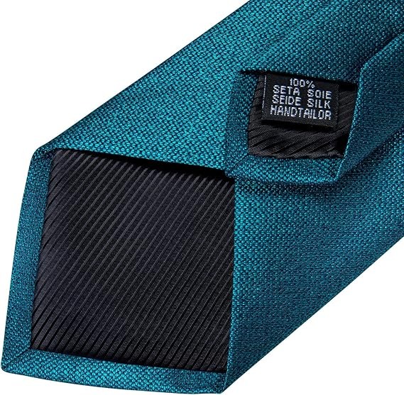 Men's Solid Color Tie and Pocket Square Set,Teal