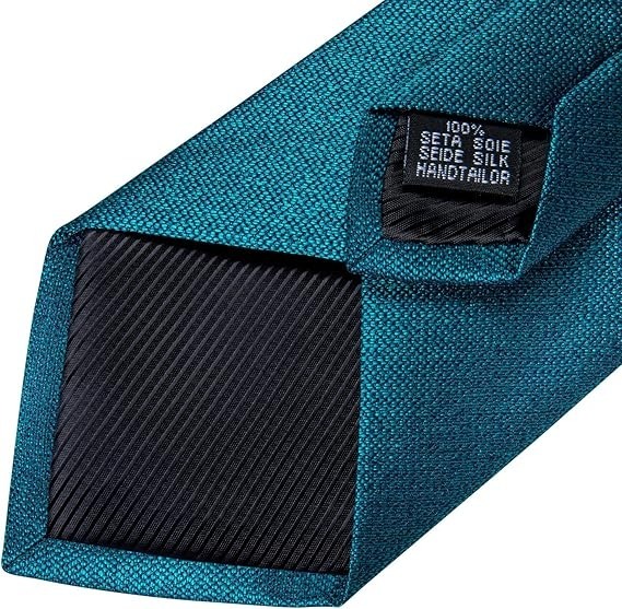 Men's Solid Color Tie and Pocket Square Set,Teal