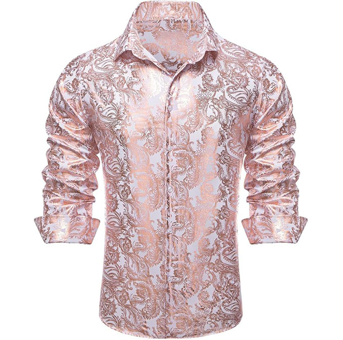 Mens Floral Printed Dress Shirt
