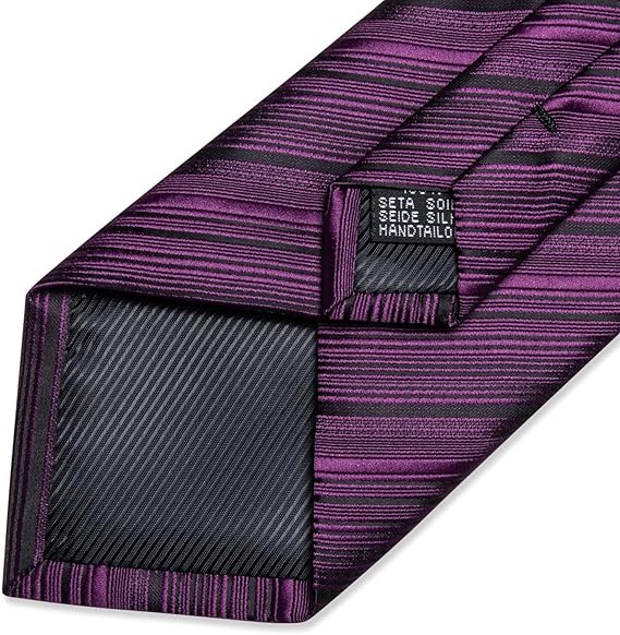 Men's Solid Color Tie and Pocket Square Set,Dark Purple