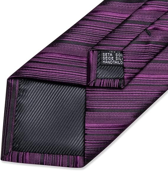 Men's Solid Color Tie and Pocket Square Set,Dark Purple