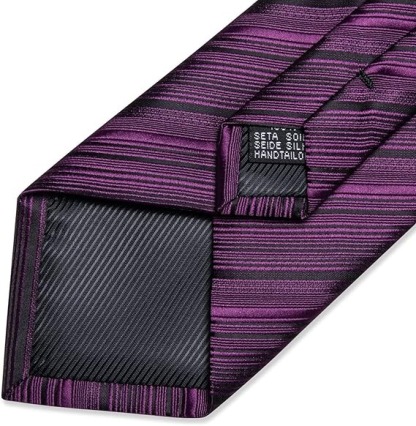 Men's Solid Color Tie and Pocket Square Set,Dark Purple