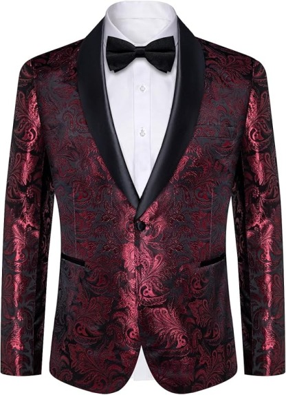 Men's Blazer One Button Shawl Lapel Tuxedo,Red