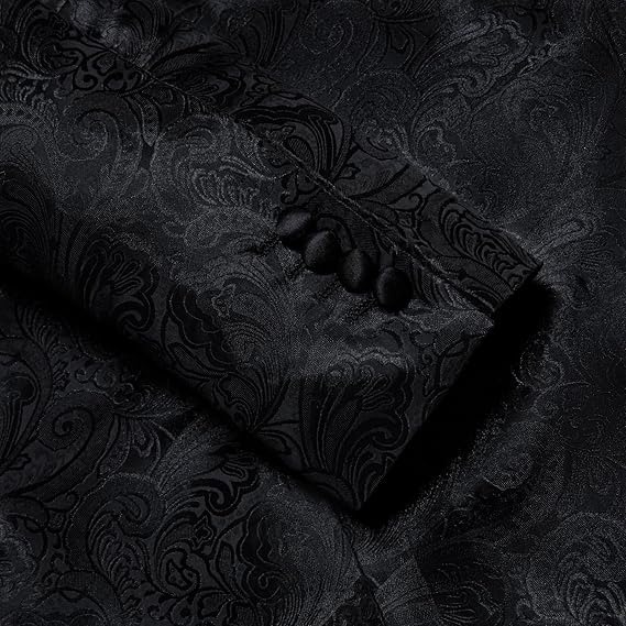 Men's Blazer One Button Shawl Lapel Tuxedo,Black Paisley