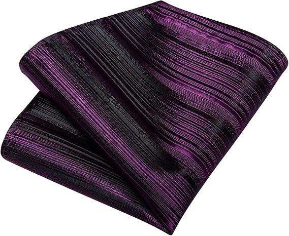 Men's Solid Color Tie and Pocket Square Set,Dark Purple