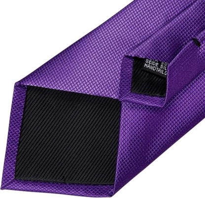 Men's Solid Color Tie and Pocket Square Set,Purple