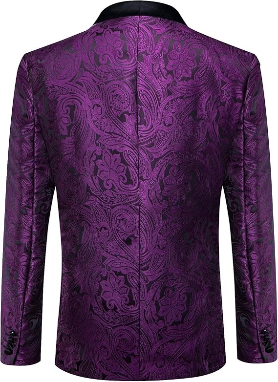 Men's Blazer One Button Shawl Lapel Tuxedo,Plum Purple