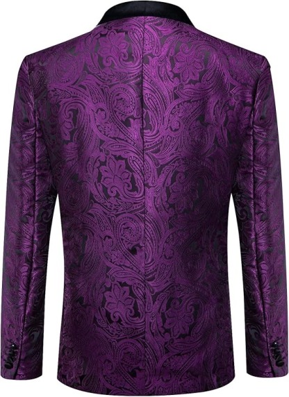 Men's Blazer One Button Shawl Lapel Tuxedo,Plum Purple