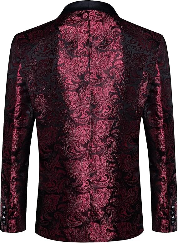 Men's Blazer One Button Shawl Lapel Tuxedo,Red