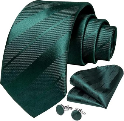 Men's Solid Color Tie and Pocket Square Set,Solid Green