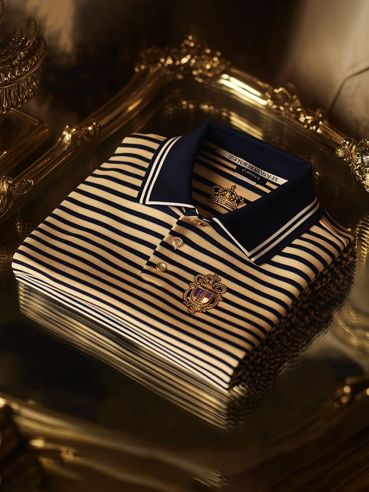 Men's Business Casual Logo Button Short Sleeve Polo Shirt