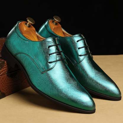 Men's Business Casual Lace-up Pointed Toe Faux Leather Shoes
