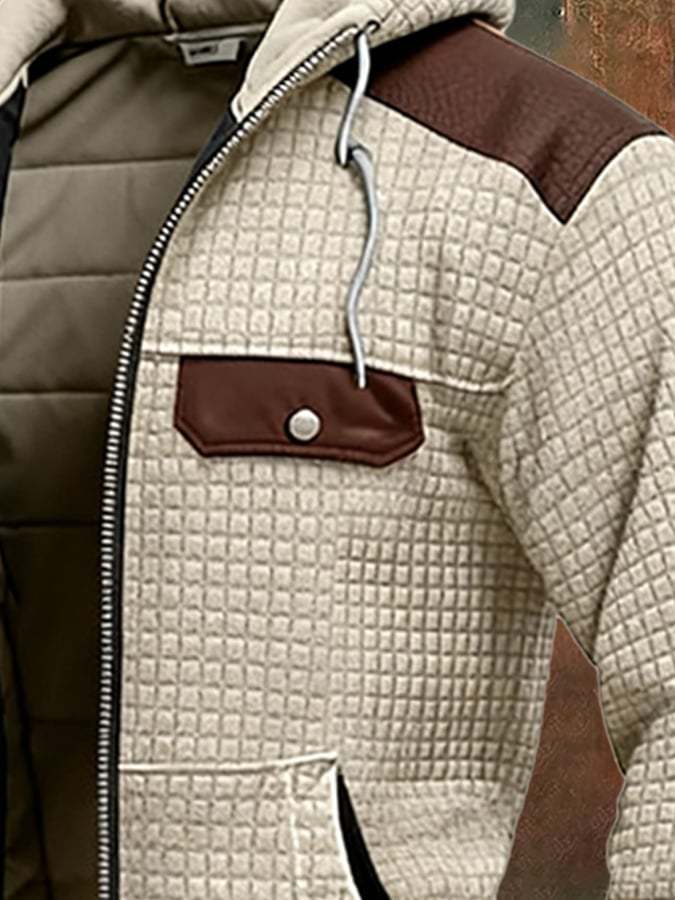 Men's Vintage Suede and Leather Multi-Pocket Outdoor Jacket