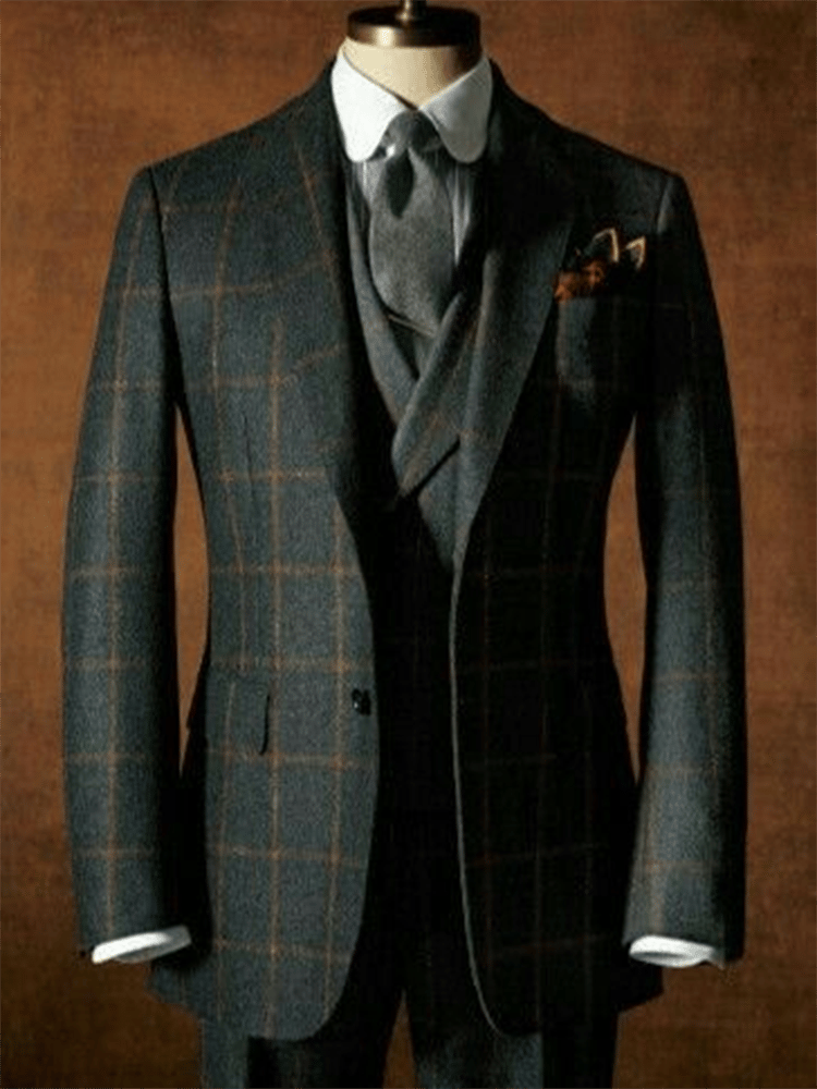 Men's Luxury Business Plaid Blazers