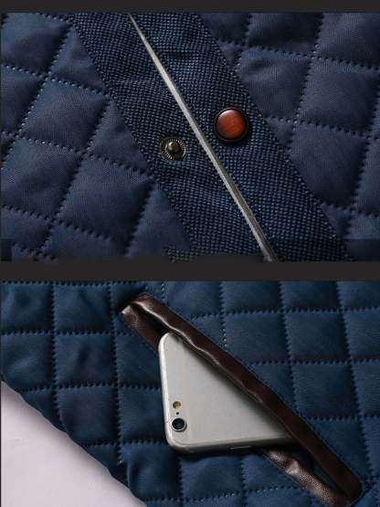 Men's Vintage Quilted Leather Patchwork Zippered Jacket