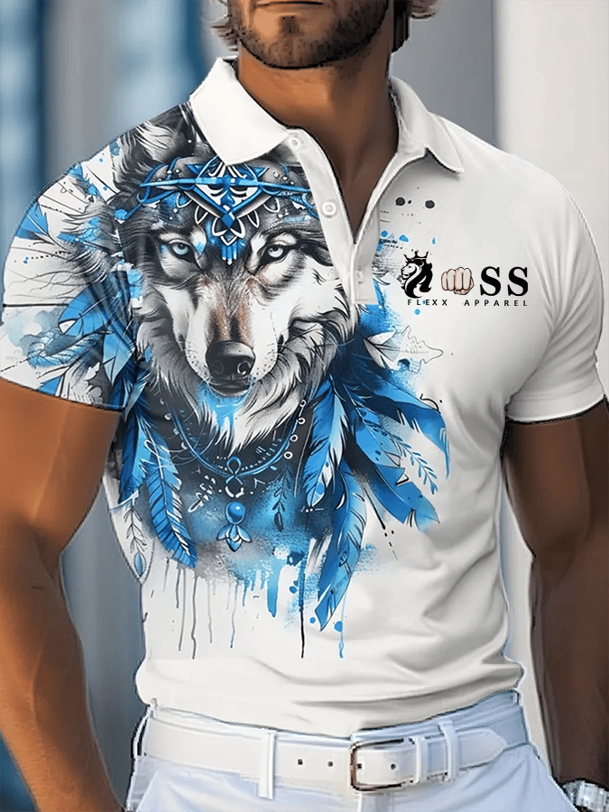 Men's Retro Letter Design Business Contrast Lapel Short-Sleeved Polo Shirt