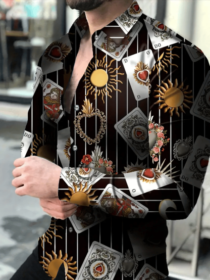 Men's Street Style Business Striped Printed Long Sleeve Shirt