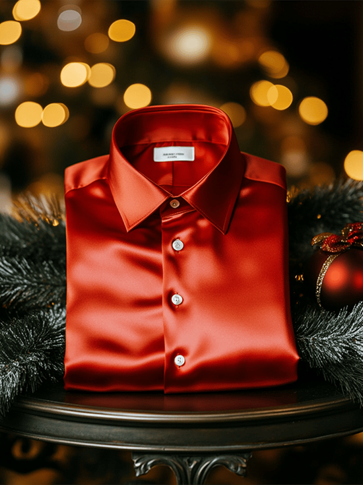 Men's Luxury Silk Business Classic Long Sleeve Shirt