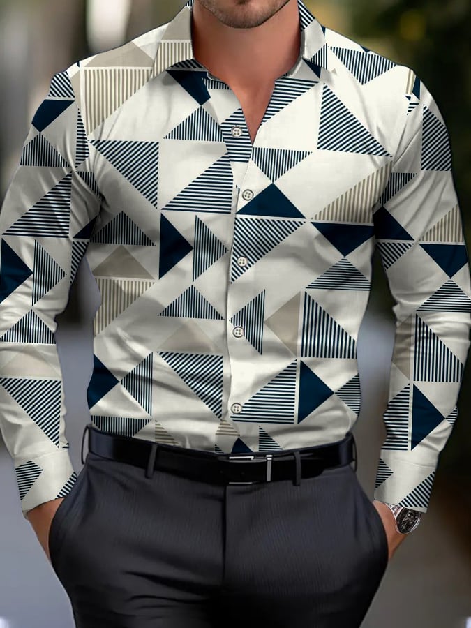 Men's Geometric Print Business Shirt